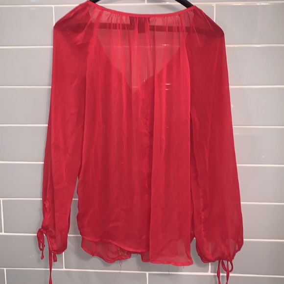 Sheer Red Boho Top - Picture 9 of 12